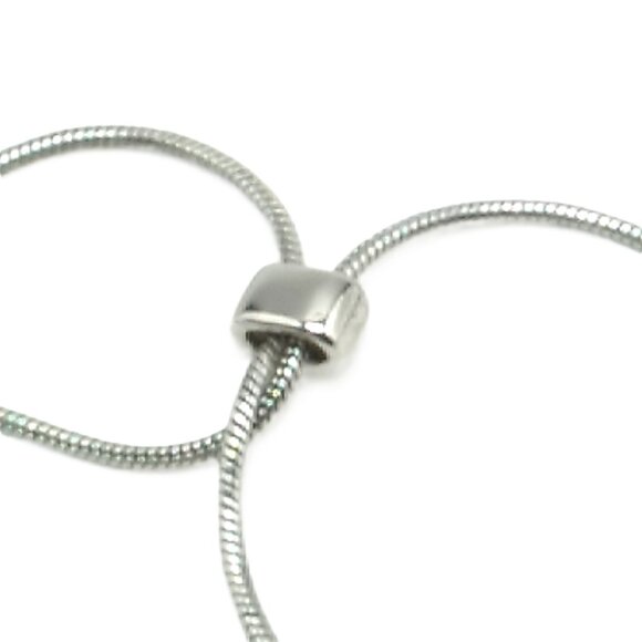 Double Pendant Silver-tone Adjustable Slide Snake Chain Necklace  **READ** - Picture 11 of 16